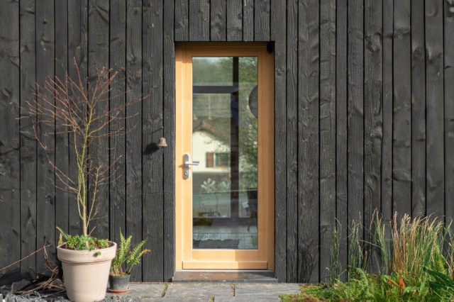 A wooden front door