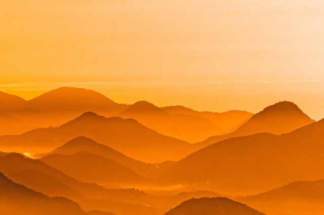 The sunrise over mountains