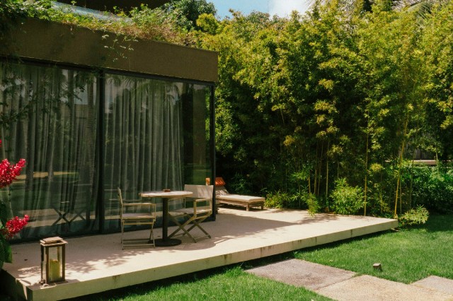 The backyard of a modern house