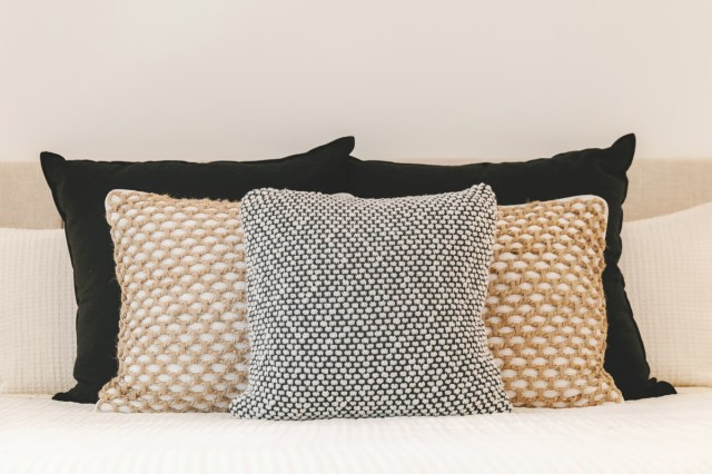 Pillows arranged on a bed