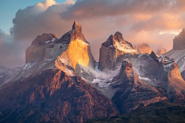 A mountain range at sunrise 