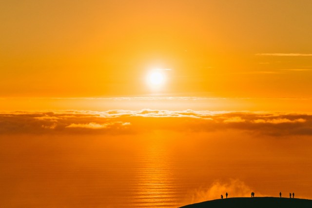 Orange sunrise over mountains