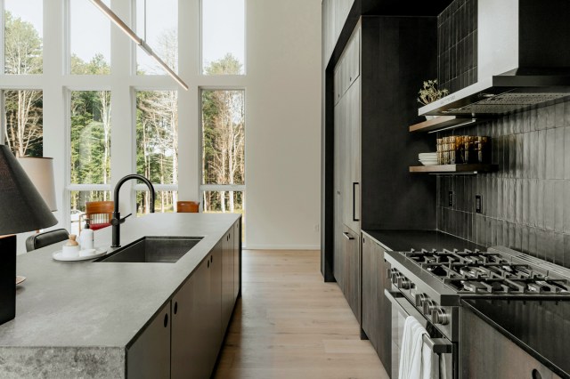 A dark, clean kitchen