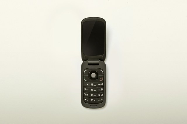 A black flip phone