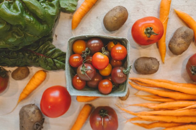 Fresh produce laid out on a table