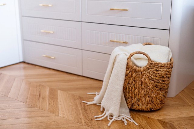 A woven laundry basket