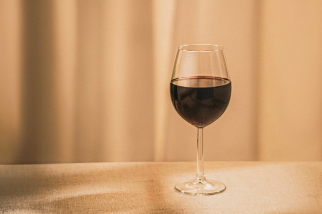 A glass of red wine